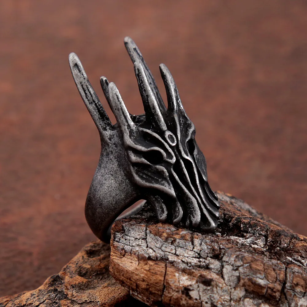 

Vintage Black Helm of Sauron Stainless Steel Ring for Men Punk Gothic Dragon Rings for Men Birthday Party Jewelry Dropshipping