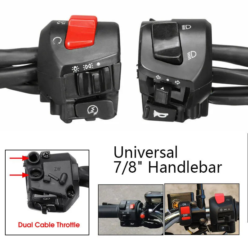 Универсальный 7/8 дюймовый переключатель управления на руль мотоцикла светильник