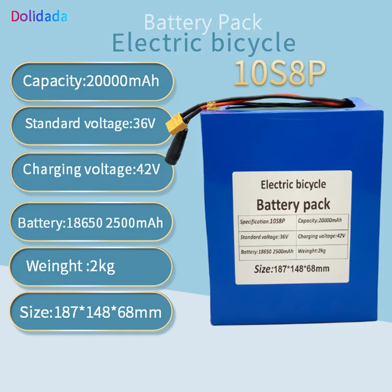 

10S8P 36V 20Ah 250W~1000W 36V Battery 42V Lithium Battery Pack with 30A BMS for Ebike Electric Car Bicycle Motor Scooter