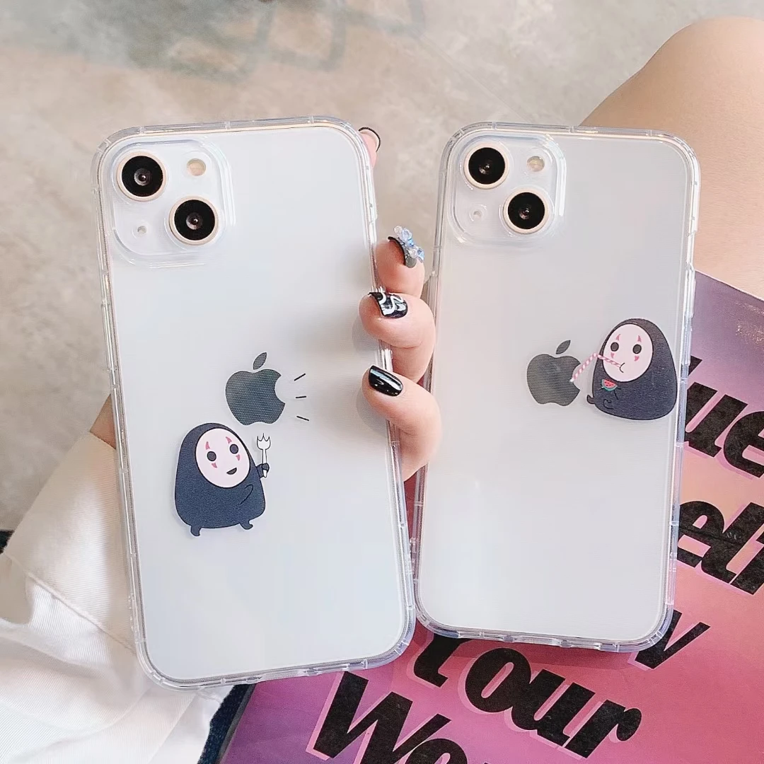 

Japan Anime Spirited NO Face Man Phone Case For iPhone12 11Pro 13Mini 13Pro Max XS MAX XR 7 8Plus transparent soft Back Cover