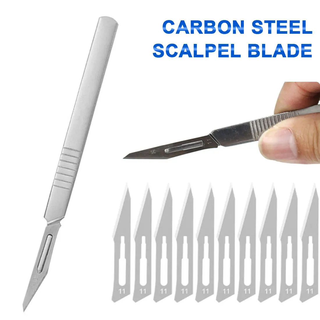 

10pcs Steel Surgical Scalpel Blades + Scalpel Handle Diy Cutting Tool PCB Repair Animal Surgical Knife