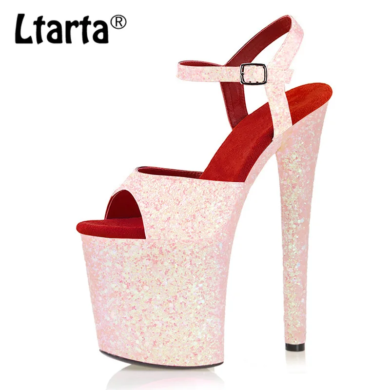

Ltarta 20 см; Пикантные розовые женские блестки в виде пайеток полюс танцевальные, на высоком каблуке; Прозрачные сандалии; Рыбы модель рта для п...