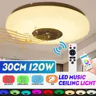 Умная музыкальная светодиодный потолочный светильник с регулируемой яркостью, приложение Дистанционное Управление bluetooth Динамик современные RGB светодиодный потолочный светильник s для гостиной