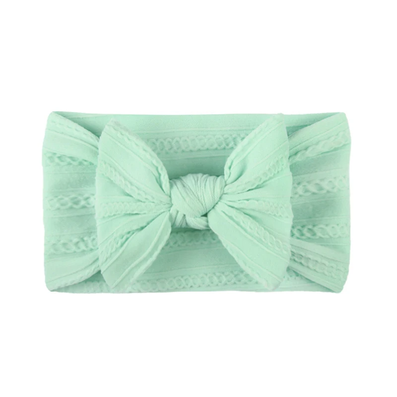 

Baby Nylon Bow Hair Band Soft Solid Color Fashion One Size Fit Most Baby Headband Cable Knit Nylon Wide Turban Hair Accessories