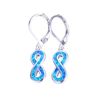 silvery shape blue white fire opal pendant earrings lady love infinite birthstone jewelry stud earrings