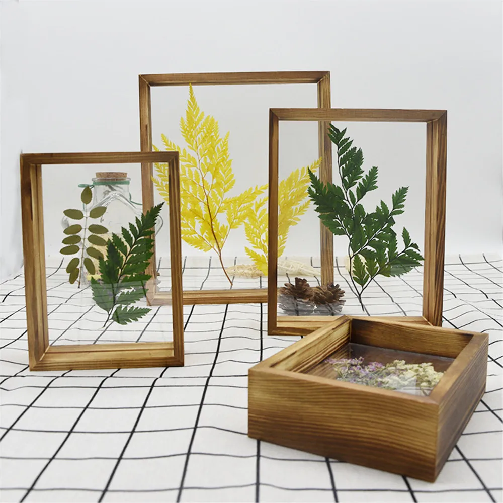 Herbarium DIY photo frame wedding decoration wooden retro photo frame home decoration art mini photo frame easel