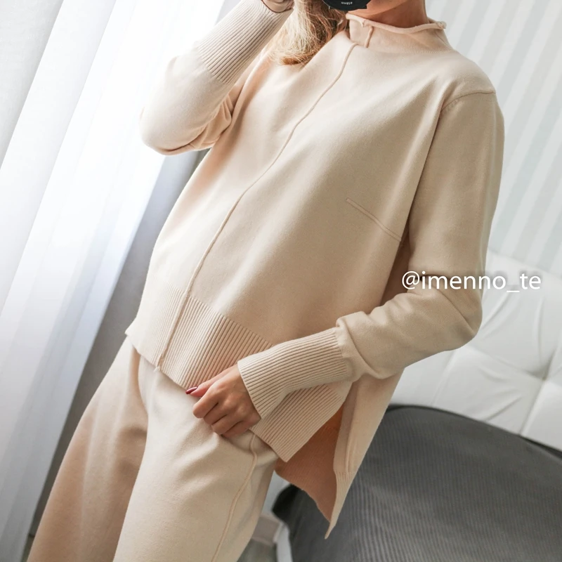 GIGOGOU трикотажный драпированный костюм с широкими штанинами комплект из 2