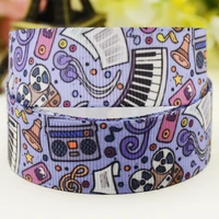22mm 25mm 38mm 75mm musical instrument cartoon printed grosgrain ribbon party decoration 10 yards x 04486