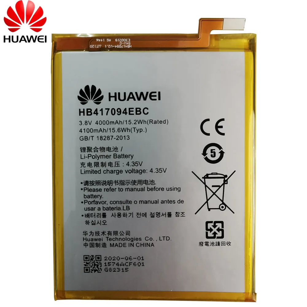 Оригинальный Для Huawei HB417094EBC литий ионный аккумулятор для телефона Ascend Mate 7 MT7 TL00 TL10