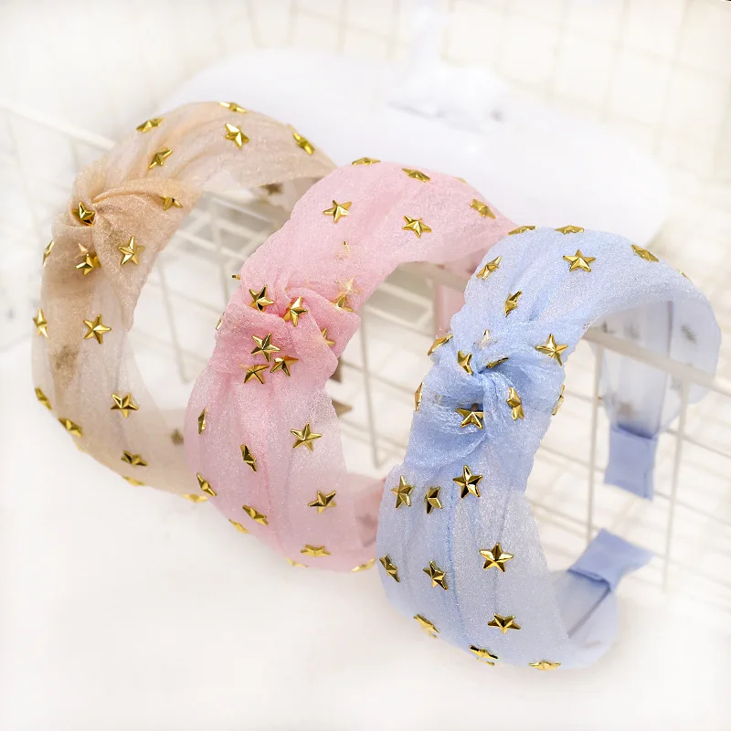 Ободок для волос Женский кружевной со звездами |