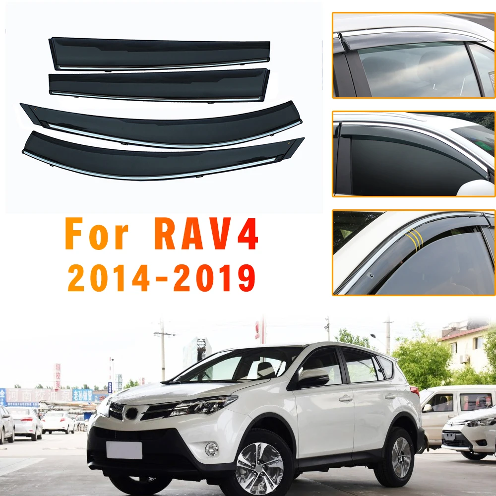

Muchkey For RAV4 XA40 2014-2018 S Side Door Vent Side Deflectors Window Visor Deflector Protector Visor Vent Guard 4pcs