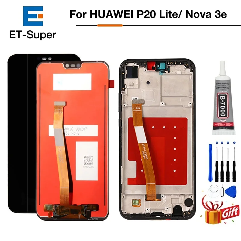 ЖК дисплей для HUAWEI P20 Lite дигитайзер Nova 3e сенсорная панель в сборе сменный экран с