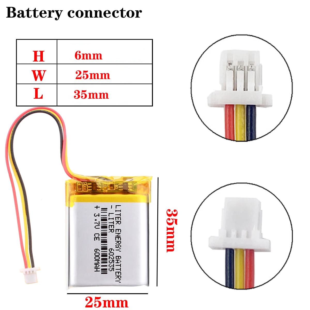 2 шт. литий-полимерное ядро модель 602535 литий-полимерный 3 7 v 600mah 582535 1.7wh тахограф