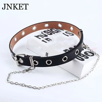 jnket punk jeans pin buckle womens belt pu leather waist belt detachable metal chain rock waist straps belt waistband