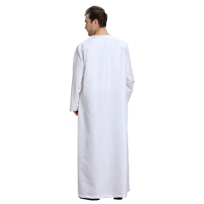 2020 Traditional Muslim Mens Saudi Thobe Robe Arabic Kaftan Dress Arab Dubai Long Sleeve Islamic Man Jubba Thobe Plus Size