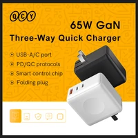 qcy 65w gan charger quick charge 3 port type c usb fast charger pd qc power adapter folding plug for iphone13 12 xiaomi laptop