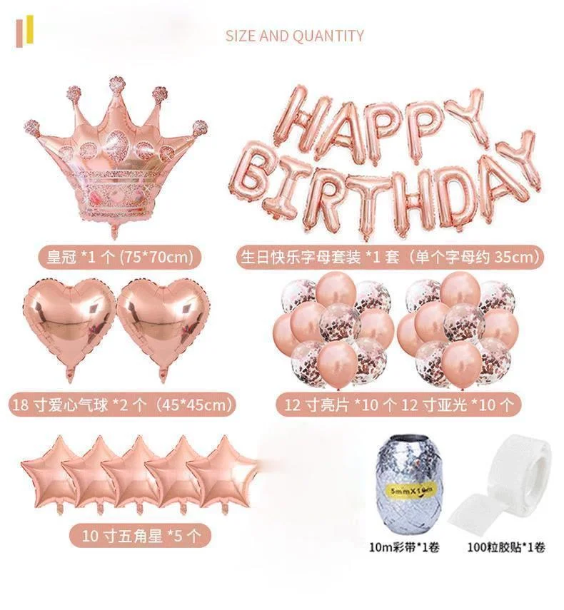

Rose Gold Wedding Birthday Party Balloons Happy Birthday Letter Foil Balloon Baby Shower Anniversary Event Party Decor Supplies