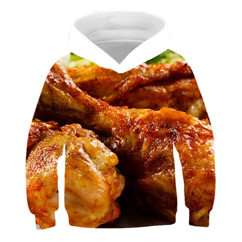 

2021 Autumn New Arrival Kids Bady Fashion 3D Hoodies Food Print Loose Hooded Cool Sweatshirt Casual Pullovers Sudaderas
