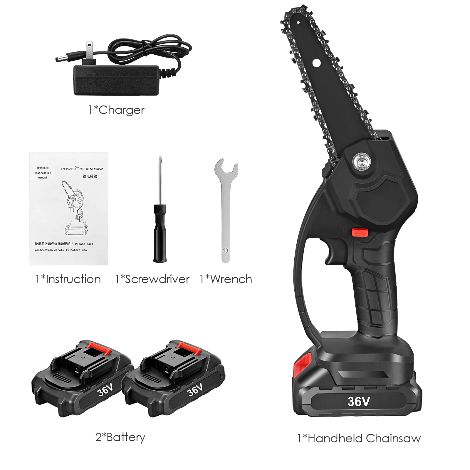 

6 inch Mini Pruning Saw Electric Chainsaws Removable Fruit Tree Garden Trimming With 2pcs Li-ion Battery One-Handed Wood Cutter