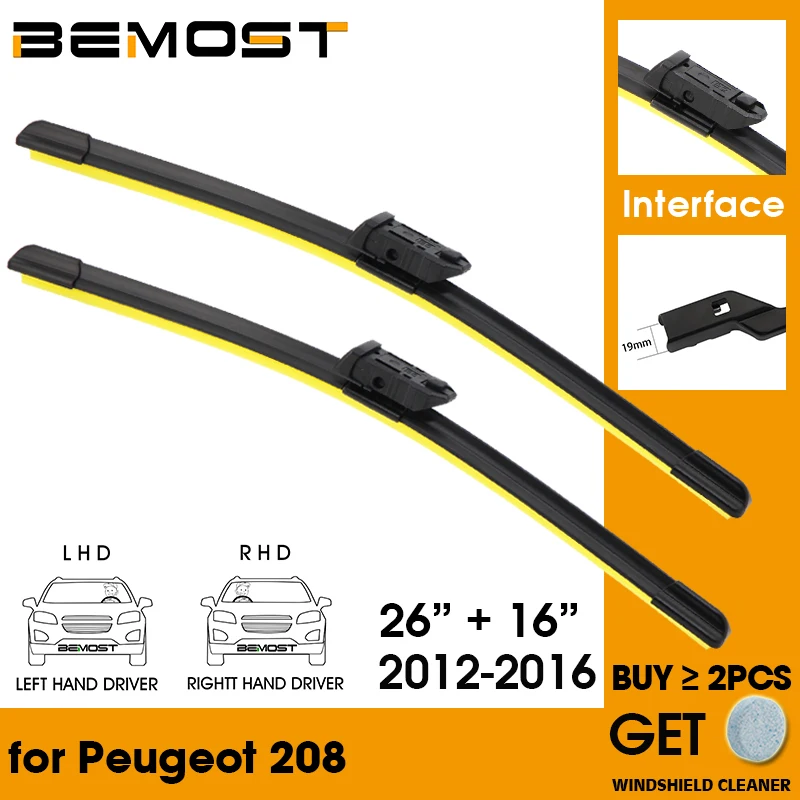 

Car Wiper Blade Front Window Windshield Rubber Silicon Refill Wiper For Peugeot 208 2012-2016 LHD / RHD 26"+16" Car Accessories