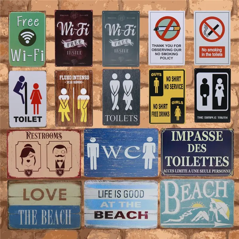 Новый Туалет Wifi не курить общественное место знак предупреждающая табличка