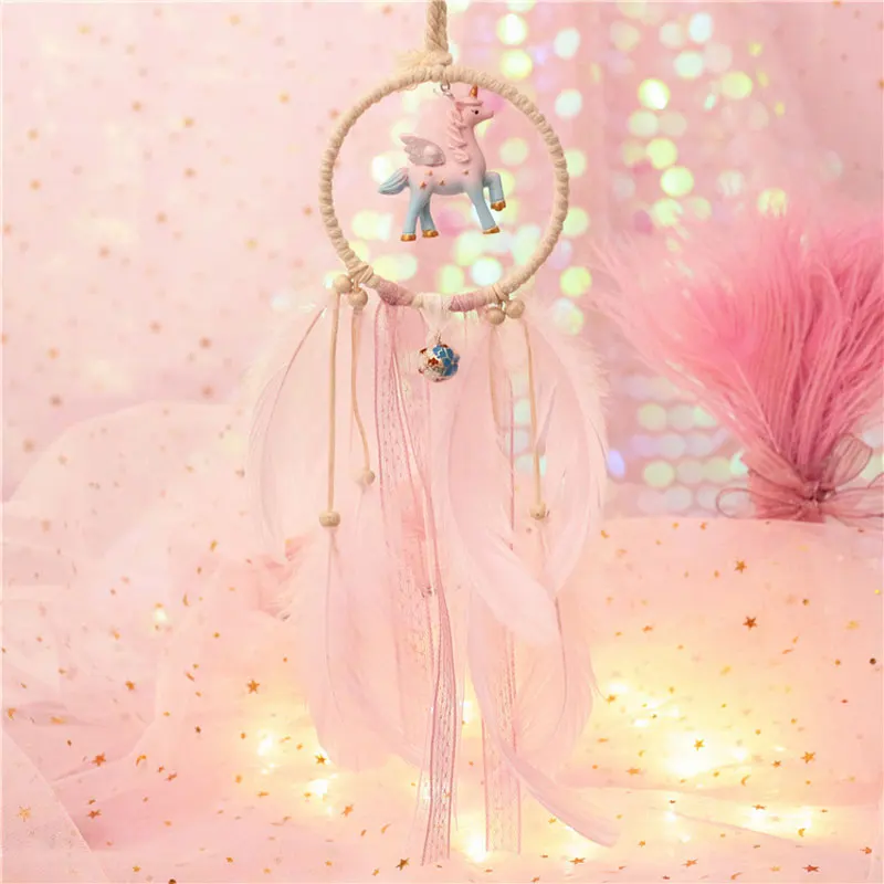 

Lovely Led String Lamp Pink Color Unicorn Dreamcatcher DIY Hanging Decorations Birthday Gift For Girlfriend