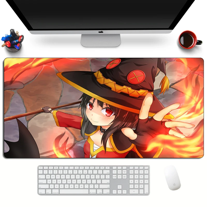 Большой коврик для мыши с аниме Konosuba мультяшный XL клавиатуры Otaku игровой милой