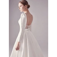 french satin light wedding dress simple fashion slim fitting banquet evening 2021 autumn and winter toast long