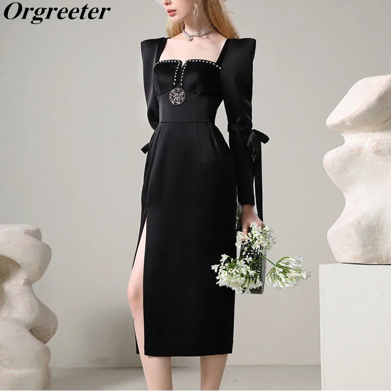 

Женское вечернее платье в стиле барокко, длинное облегающее платье средней длины с квадратным вырезом и шнуровкой, украшенное бисером, весн...