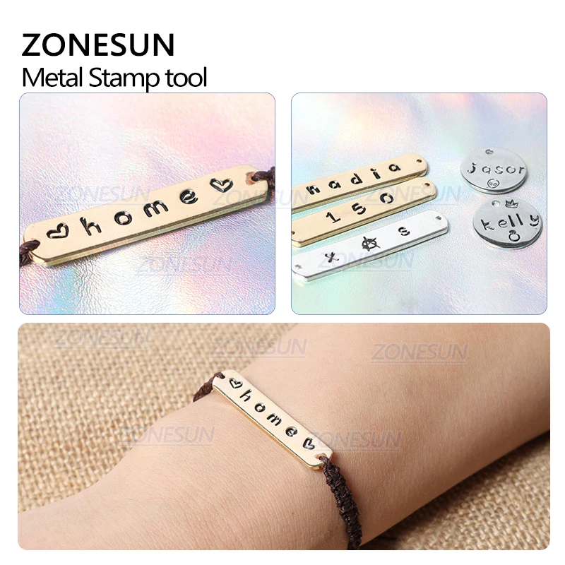 ZONESUN 36 шт. Металлический набор штампов для ювелирных изделий с алфавитом от А до Я, символом сердца и кейсом для печати ремесленных инструментов из стали.
