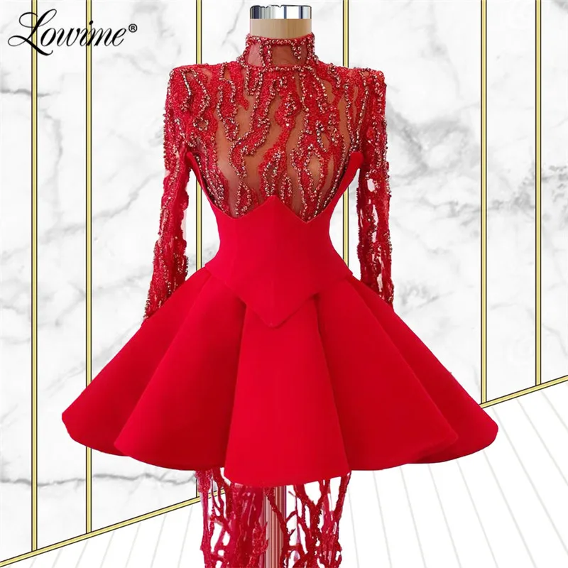 Lowime Red Evening Dress Lace Dubai Party Gowns 2021 Mermaid Long Prom Dresses Vestidos Formales Long Sleeves Plus Size Vestidos