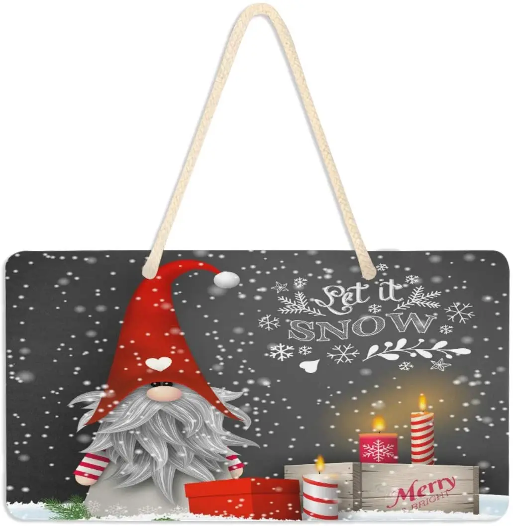 

Рождественский гном снежинки Vdsrup, подвесной дверной знак, табличка, рождественские свечи, подарочные коробки, настенный знак с декоративно...