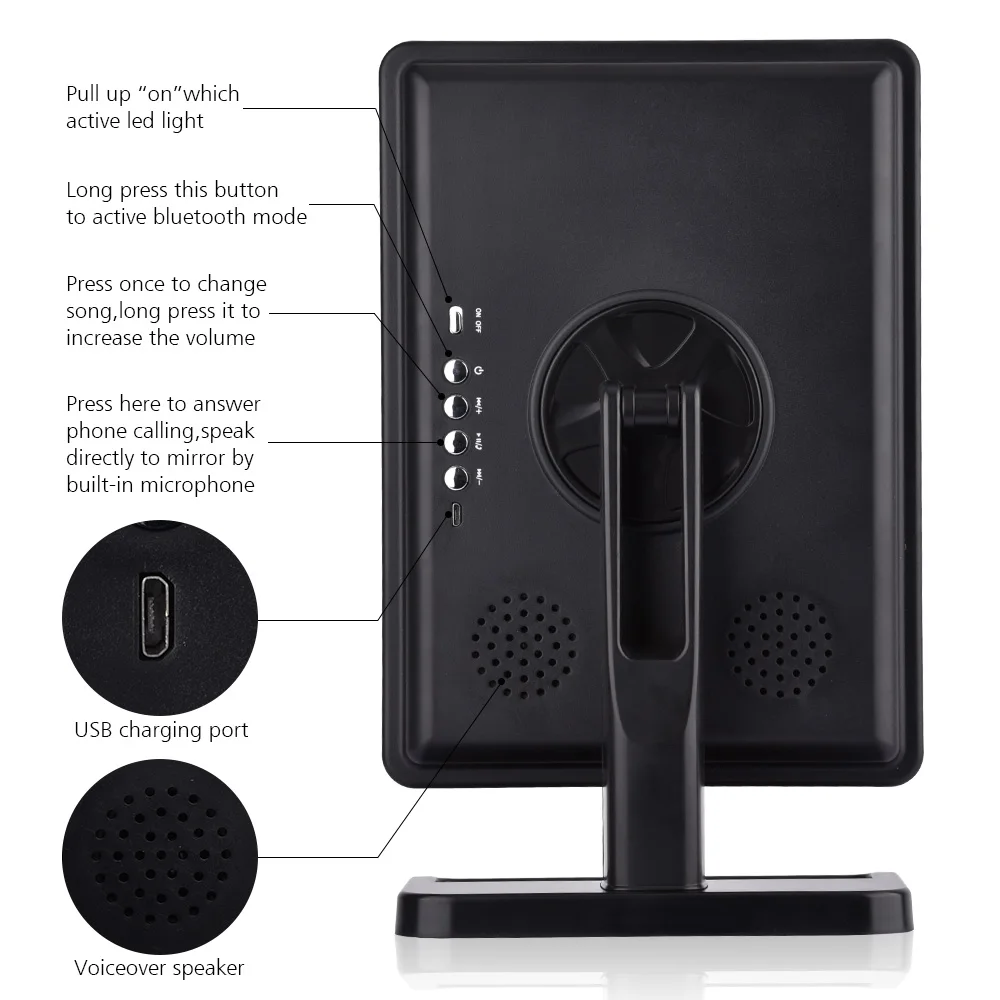 Умный Bluetooth-совместимое спикер макияж зеркало 10X увеличительное LED 20 ламп