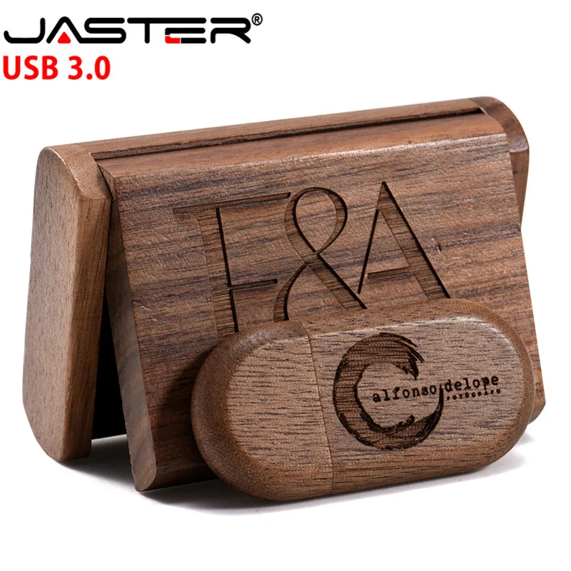 JASTER USB 3 0 логотип на заказ Деревянный + коробка персональный ручка накопитель 8 ГБ