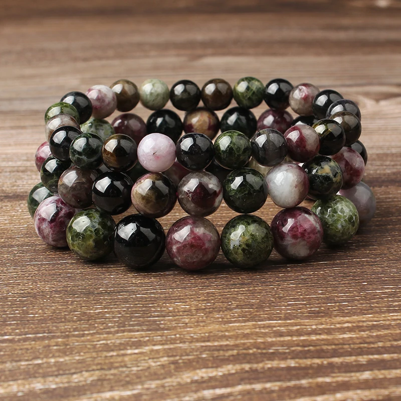 Натуральный браслет красочный турмалин морганит камень ручная цепочка подходит