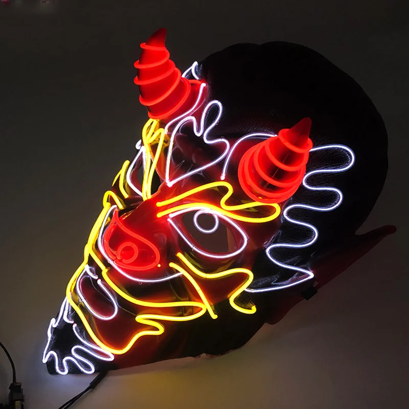 Неосветильник ящаяся светящаяся светодиодная маска для Хэллоуина карнавала