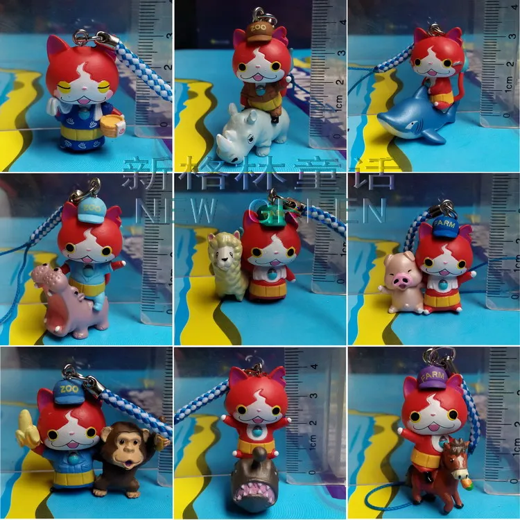 

Bulk Pack Bandai Yo-Kai Watch Zoo Animal Jibanyan Limited Keychain Pendant Model Anime Figures Favorites Collect Ornaments