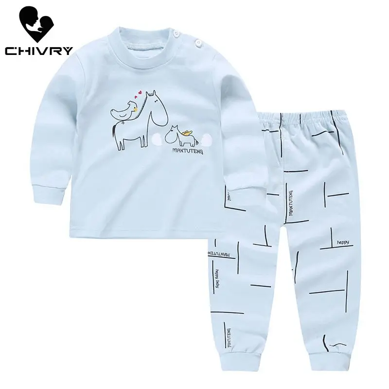 Пижамный комплект детский с длинным рукавом и круглым вырезом|Комплекты одежды