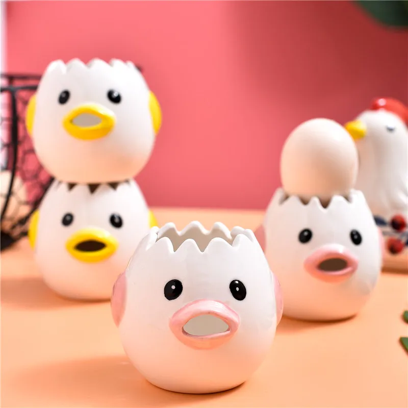 

Cute Egg Separator Egg Yolk Separator Kawaii Chick Creative Ceramic Egg Divider Egg Liquid Filter Kitchen Supply Baking Utensils