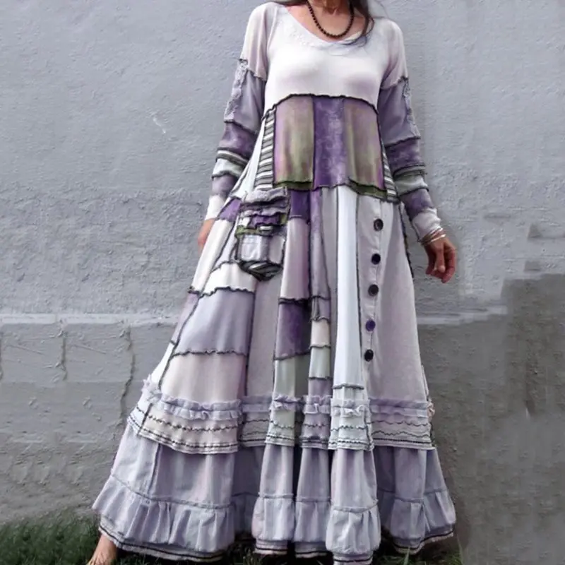 Новинка 2019 женские платья Осень-зима винтажный принт повседневное длинный рукав