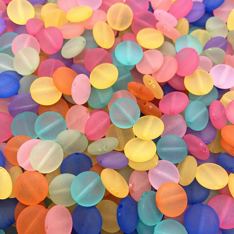 

100Pcs Acrylic Frosted Candy Color Round Flat Loose Spacer Beads For Jewelry Making DIY Handmade Bracelet Accessories Wholesale