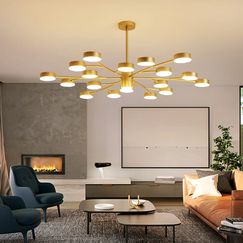 Современная Подвесная лампа для столовой спальни черного/золотого цвета