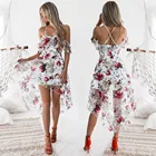 Платье женское в стиле бохо с цветочным принтом, модный пикантный Повседневный свободный сарафан с открытыми плечами, вечернее праздничное, лето 2020