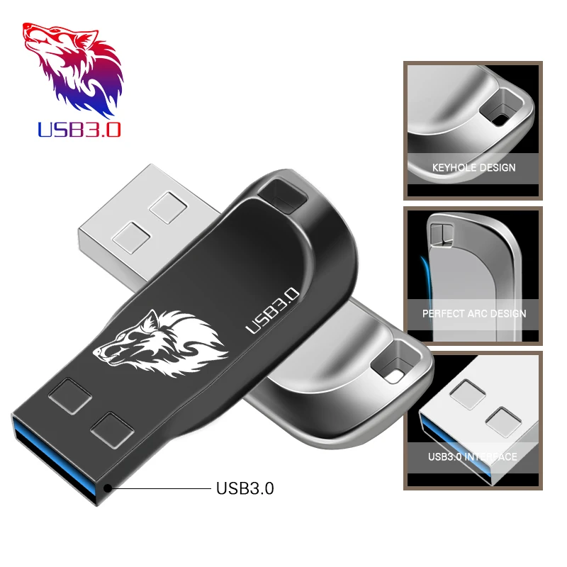 

Stainless Steel USB 3.0 pen drive 256gb 128gb usb flash drive 16gb 32gb 64gb pendrive usb stick with keychain Flash Drive
