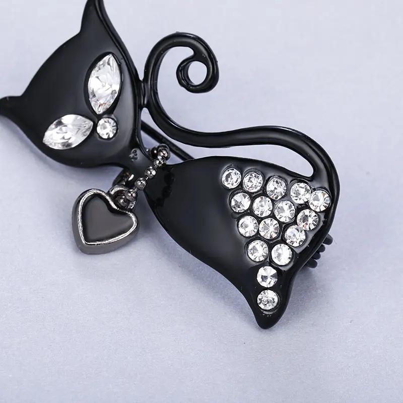 Женские броши булавки в виде кошек MAIKALE черно белые Броши со стразами форме