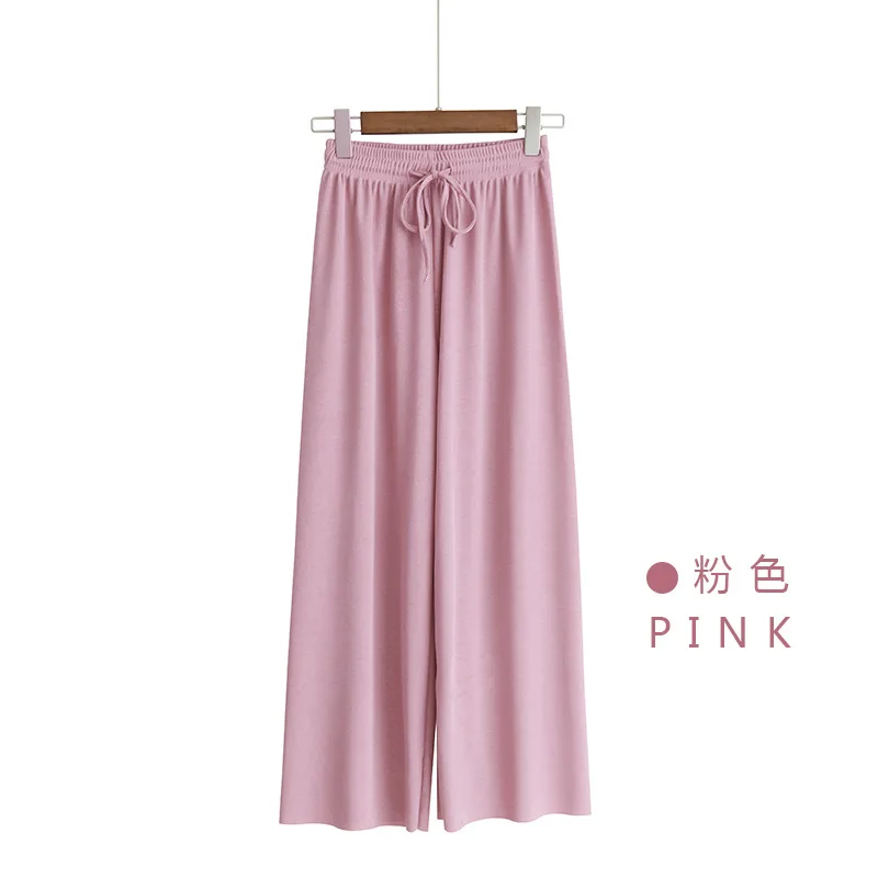 

Women Pants Soft Comfort 2020 High Waist Casual Summer Slacks Pants Women Ice Silk Ankle-Length Long Trousers Female Slacks