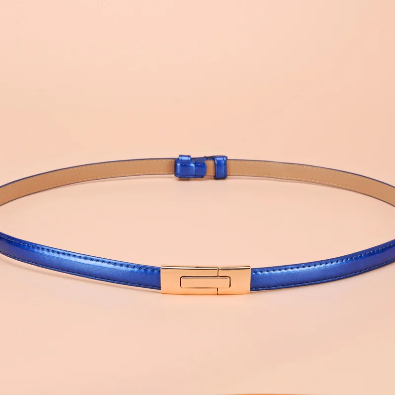 Модный красный/синий/Серебряный женский/женский тонкий кожаный ремень 1 5 см в