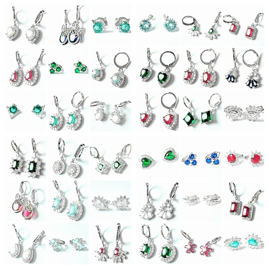 

30 Pairs/Lot Earrings Kit Wholesale Heart Round Earrings for Women Zircon Earings Sets Fashion Jewelry 2021