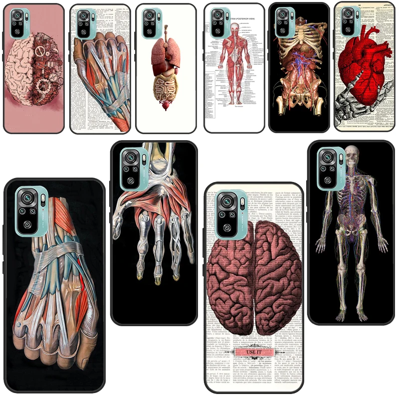 Медицинские человеческие органы меридиан искусство мозга для Xiaomi Redmi Note 10 Pro 7 8 9 8T