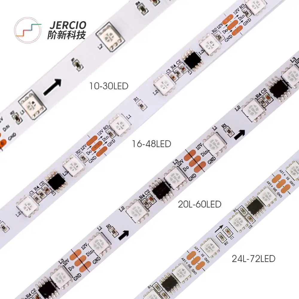 WS2811 RGB светодиодный полосы светильник 5050 SMD адресуемый 30/48/60 s Внешний 1 IC